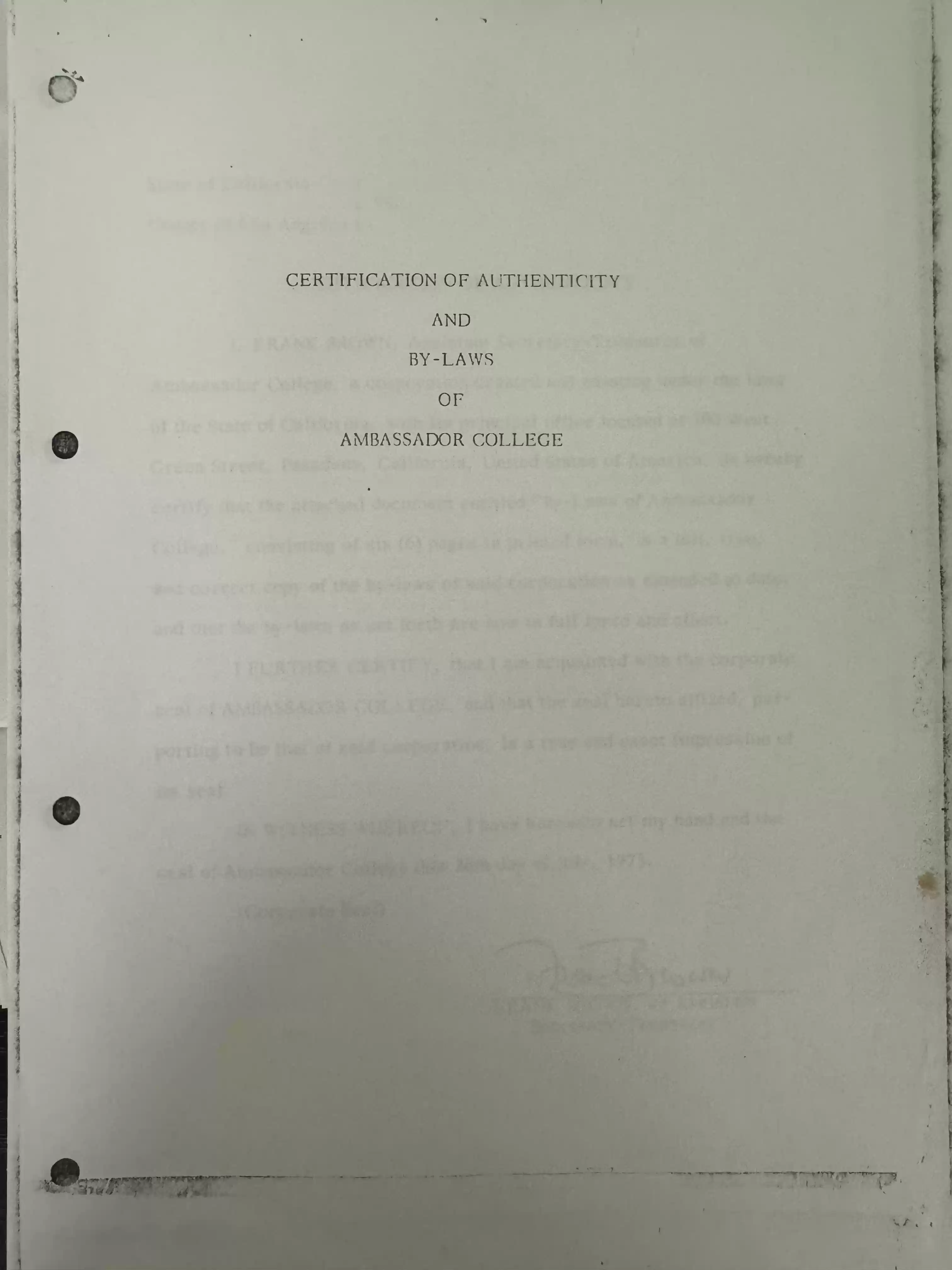 Cover for Cert of AC Bylaws